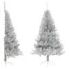 Medio árbol de Navidad artificial con soporte PET plata 150 cm