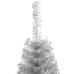 Medio árbol de Navidad artificial con soporte PET plata 150 cm