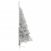 Medio árbol de Navidad artificial con soporte PET plata 180 cm