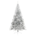 Medio árbol de Navidad artificial con soporte PET plata 210 cm