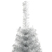 Medio árbol de Navidad artificial con soporte PET plata 210 cm