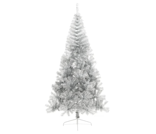 Medio árbol de Navidad artificial con soporte PET plata 240 cm