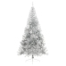 Medio árbol de Navidad artificial con soporte PET plata 240 cm