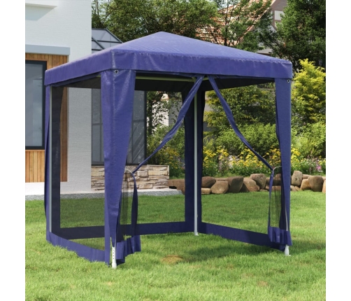 Carpa para fiestas con 4 paredes de malla HDPE azul 2x2 m