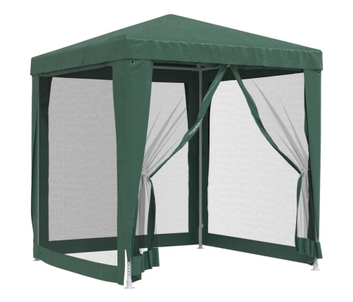 Carpa para fiestas con 4 paredes de malla HDPE verde 2x2 m