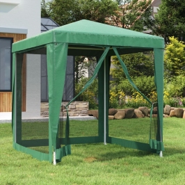 Carpa para fiestas con 4 paredes de malla HDPE verde 2x2 m