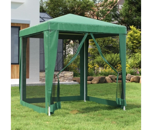 Carpa para fiestas con 4 paredes de malla HDPE verde 2x2 m