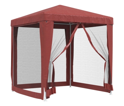 Carpa para fiestas con 4 paredes de malla HDPE rojo 2x2 m