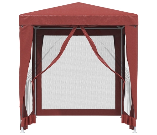 Carpa para fiestas con 4 paredes de malla HDPE rojo 2x2 m