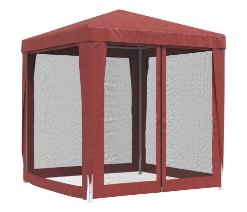 Carpa para fiestas con 4 paredes de malla HDPE rojo 2x2 m