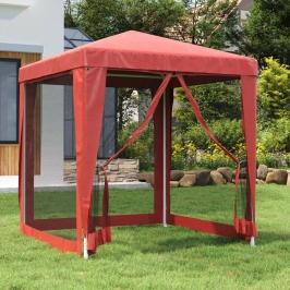 Carpa para fiestas con 4 paredes de malla HDPE rojo 2x2 m