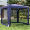 Carpa para fiestas con 4 paredes de malla HDPE azul 2,5x2,5 m