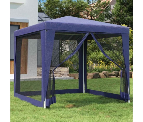 Carpa para fiestas con 4 paredes de malla HDPE azul 2,5x2,5 m