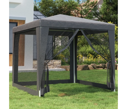 Carpa para fiestas 4 paredes malla HDPE gris antracita 2,5x2,5m