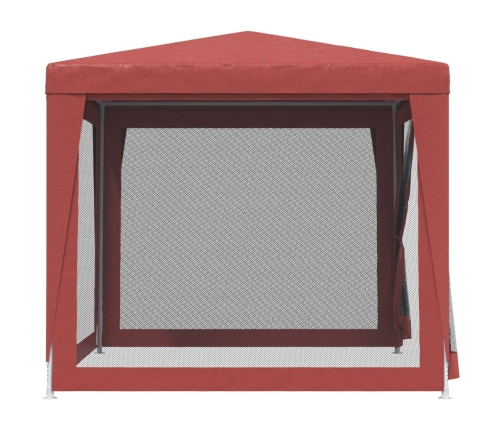 Carpa para fiestas con 4 paredes de malla HDPE rojo 2,5x2,5 m