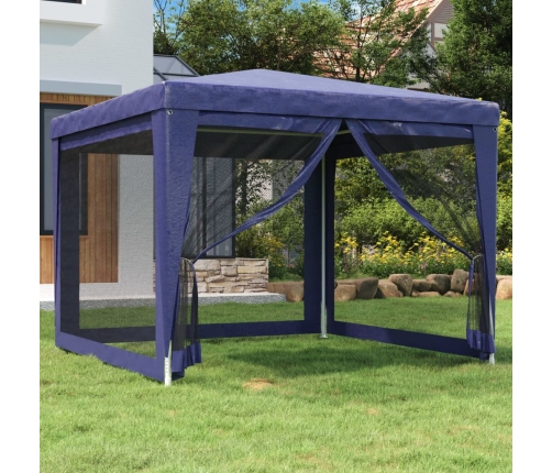 Carpa para fiestas con 4 paredes de malla HDPE azul 3x3 m