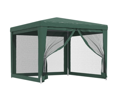 Carpa para fiestas con 4 paredes de malla HDPE verde 3x3 m