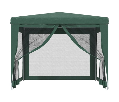 Carpa para fiestas con 4 paredes de malla HDPE verde 3x3 m