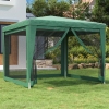 Carpa para fiestas con 4 paredes de malla HDPE verde 3x3 m