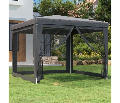 Carpa para fiestas 4 paredes de malla HDPE gris antracita 3x3 m