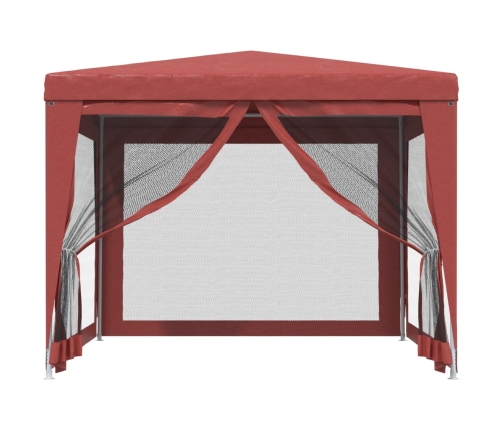 Carpa para fiestas con 4 paredes de malla HDPE rojo 3x3 m