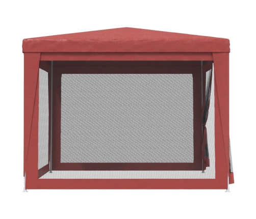 Carpa para fiestas con 4 paredes de malla HDPE rojo 3x3 m