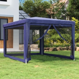 Carpa para fiestas con 4 paredes de malla HDPE azul 3x4 m