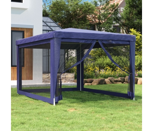 Carpa para fiestas con 4 paredes de malla HDPE azul 3x4 m