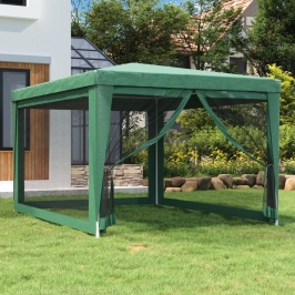 Carpa para fiestas con 4 paredes de malla HDPE verde 3x4 m