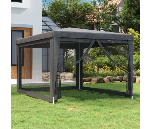 Carpa para fiestas 4 paredes de malla HDPE gris antracita 3x4 m