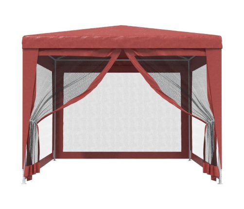 Carpa para fiestas con 4 paredes de malla HDPE rojo 3x4 m