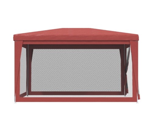 Carpa para fiestas con 4 paredes de malla HDPE rojo 3x4 m