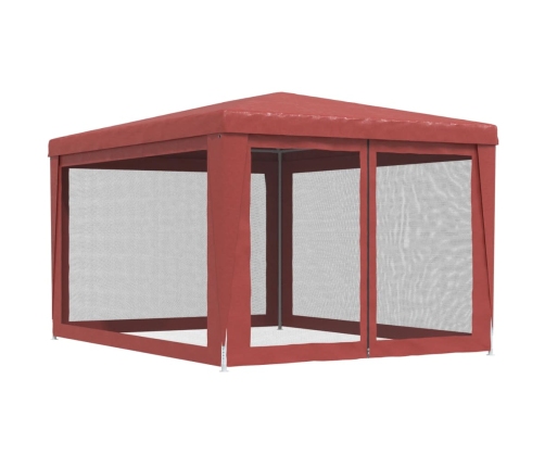 Carpa para fiestas con 4 paredes de malla HDPE rojo 3x4 m