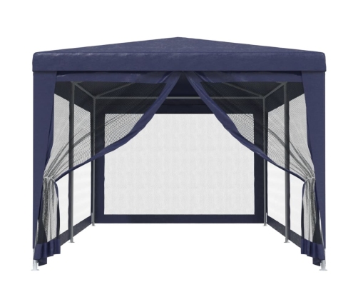 Carpa para fiestas con 6 paredes de malla HDPE azul 3x6 m