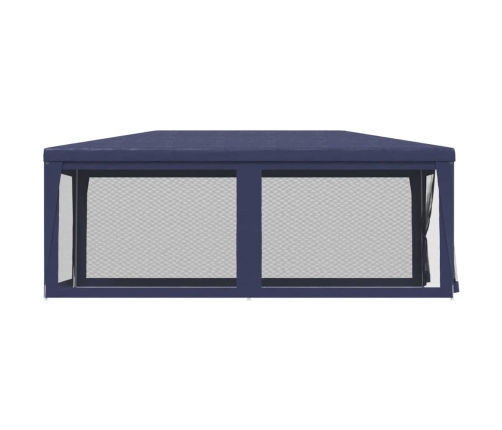 Carpa para fiestas con 6 paredes de malla HDPE azul 3x6 m