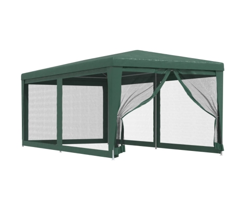 Carpa para fiestas con 6 paredes de malla HDPE verde 3x6 m