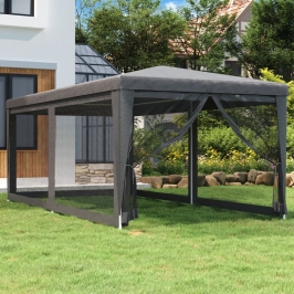 Carpa para fiestas 6 paredes de malla HDPE gris antracita 3x6 m