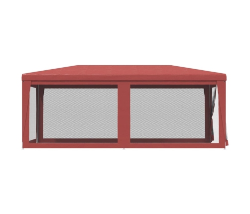 Carpa para fiestas con 6 paredes de malla HDPE rojo 3x6 m