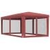 Carpa para fiestas con 6 paredes de malla HDPE rojo 3x6 m