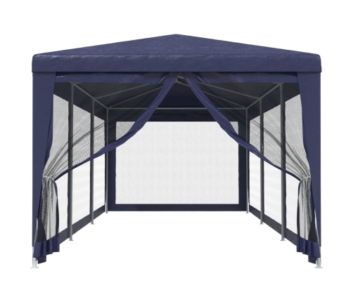 Carpa para fiestas con 8 paredes de malla HDPE azul 3x9 m