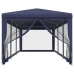 Carpa para fiestas con 8 paredes de malla HDPE azul 3x9 m