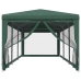 Carpa para fiestas con 8 paredes de malla HDPE verde 3x9 m