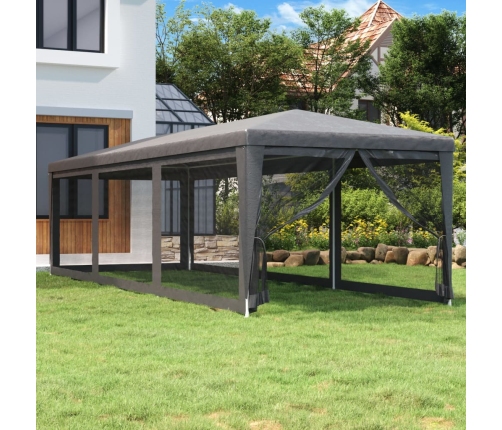 Carpa para fiestas 8 paredes de malla HDPE gris antracita 3x9 m