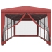 Carpa para fiestas con 8 paredes de malla HDPE rojo 3x9 m