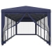 Carpa para fiestas con 10 paredes de malla HDPE azul 3x12 m