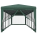 Carpa para fiestas con 10 paredes de malla HDPE verde 3x12 m