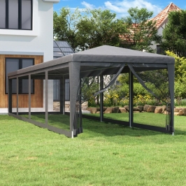 Carpa para fiestas 10 paredes malla HDPE gris antracita 3x12m