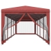 Carpa para fiestas con 10 paredes de malla HDPE rojo 3x12 m