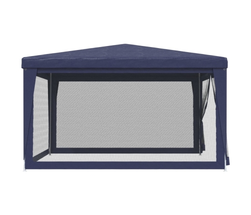 Carpa para fiestas con 4 paredes de malla HDPE azul 4x4 m