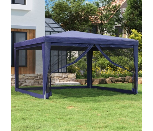 Carpa para fiestas con 4 paredes de malla HDPE azul 4x4 m